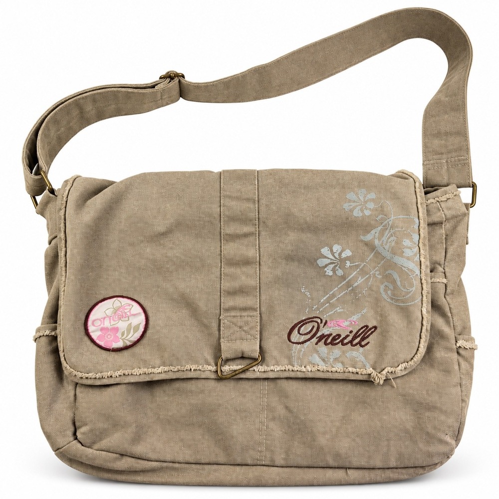 O'Neill Vintage Y2K 2000's Khaki Canvas Distressed Messenger Shoulder Bag